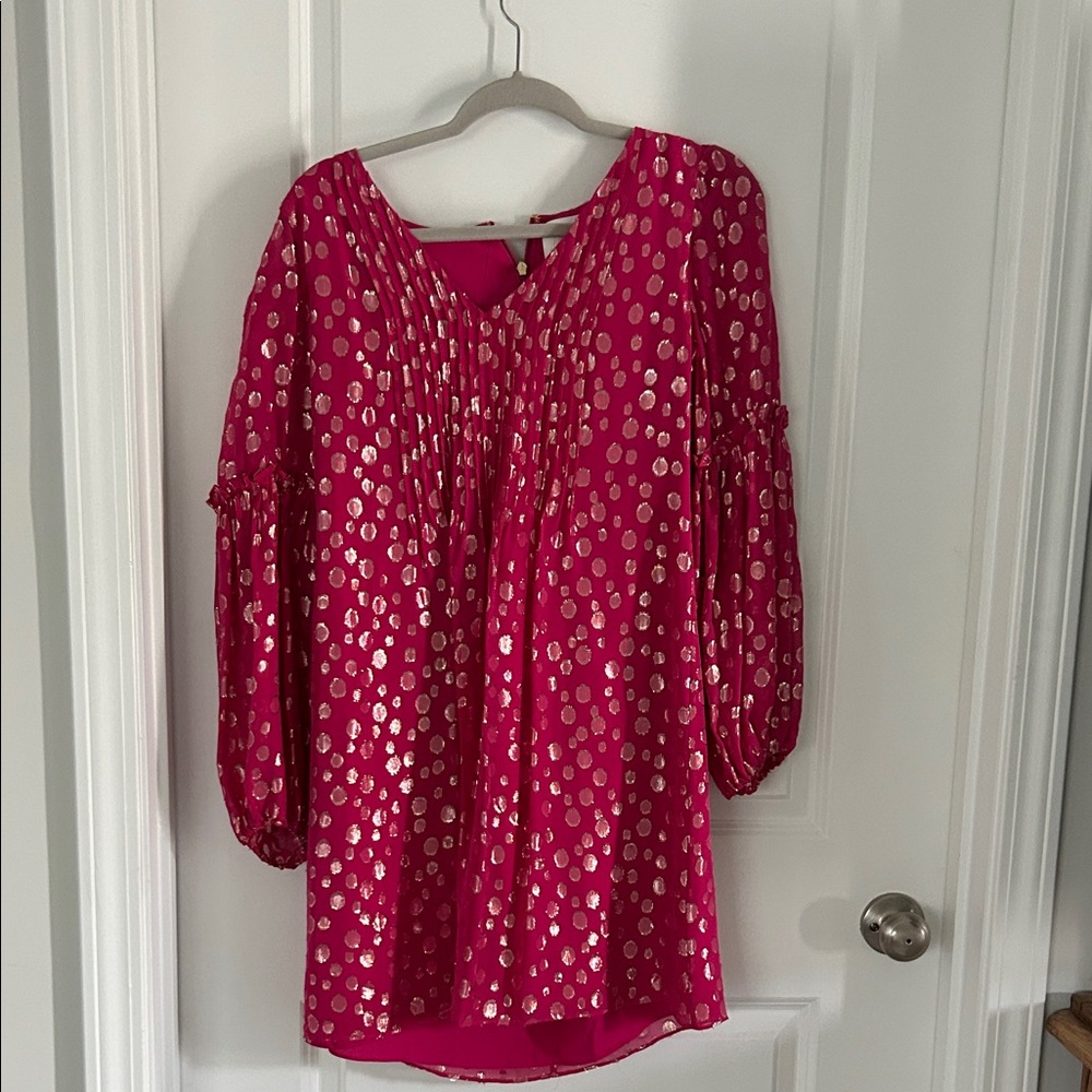 Lilly Pulitzer Vibrant Pink and Gold Maxi Dress